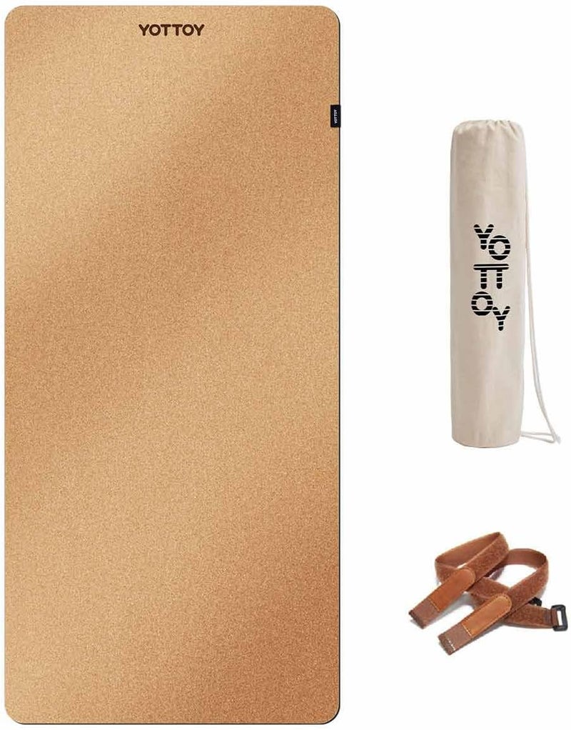 YOTTOY حصيرة يوغا، حصيرة يوغا ساخنة غير قابلة للانزلاق مع تصميم مضاد للتمزق وحصيرة مطاطية طبيعية صديقة مع حزام وحقيبة - Image 1